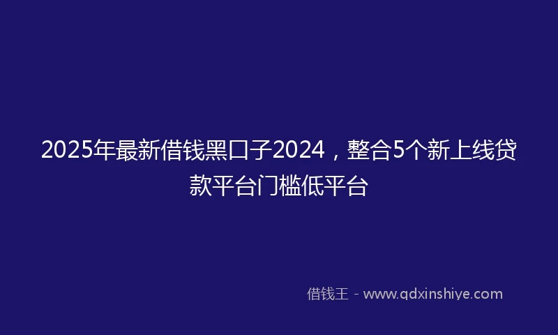 2025年最新借钱黑口子2024，整合5个新上线贷款平台门槛低平台