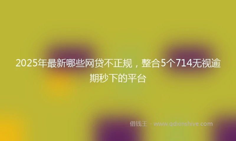 2025年最新哪些网贷不正规，整合5个714无视逾期秒下的平台
