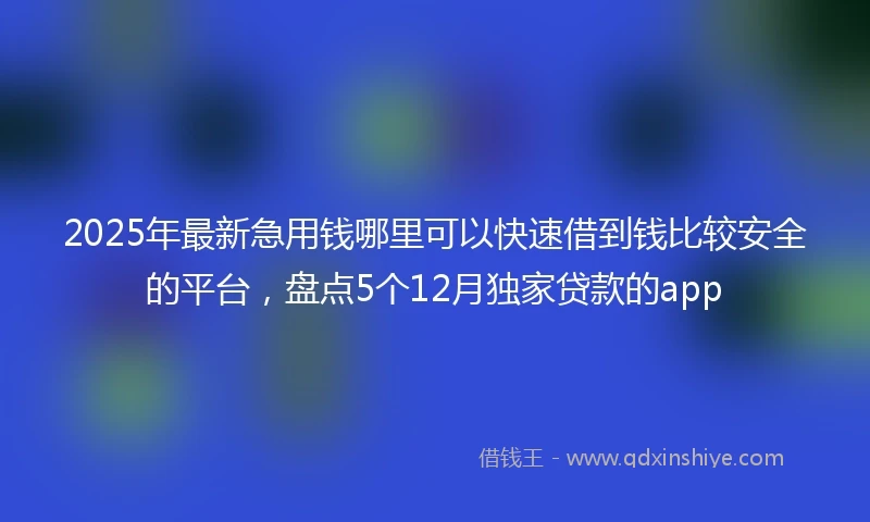2025年最新急用钱哪里可以快速借到钱比较安全的平台，盘点5个12月独家贷款的app