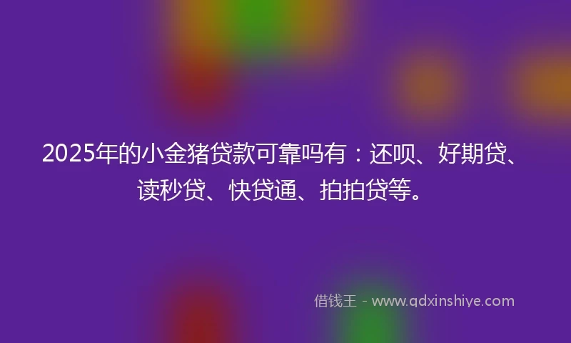2025年的小金猪贷款可靠吗有：还呗、好期贷、读秒贷、快贷通、拍拍贷等。