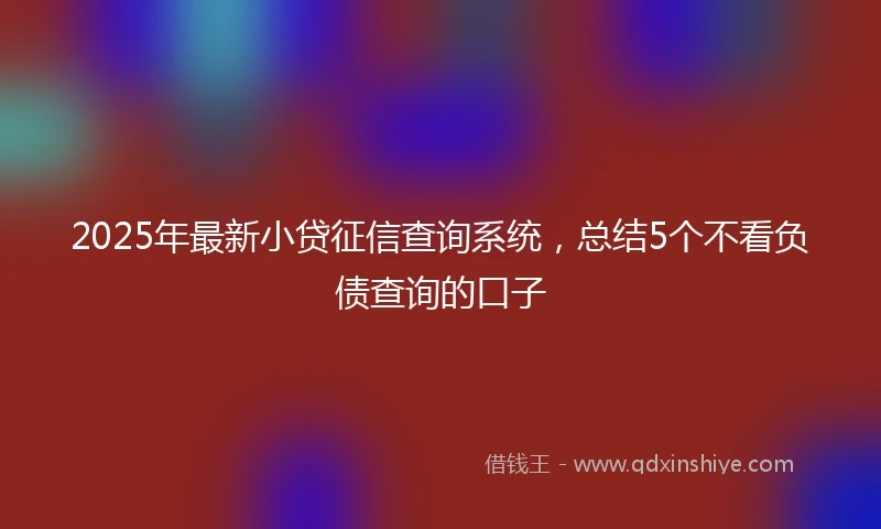 2025年最新小贷征信查询系统，总结5个不看负债查询的口子