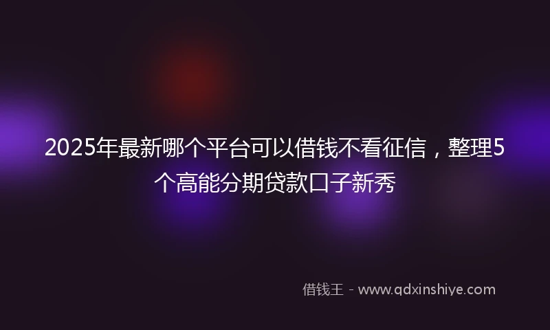 2025年最新哪个平台可以借钱不看征信，整理5个高能分期贷款口子新秀