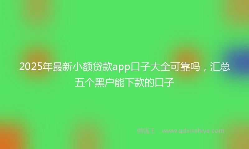 2025年最新小额贷款app口子大全可靠吗，汇总五个黑户能下款的口子