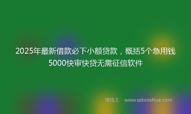 2025年最新借款必下小额贷款，概括5个急用钱5000快审快贷无需征信软件