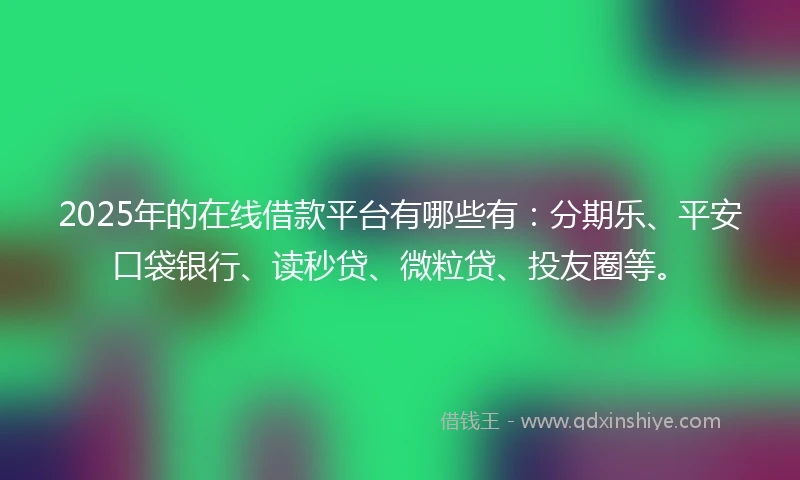 2025年的在线借款平台有哪些有：分期乐、平安口袋银行、读秒贷、微粒贷、投友圈等。