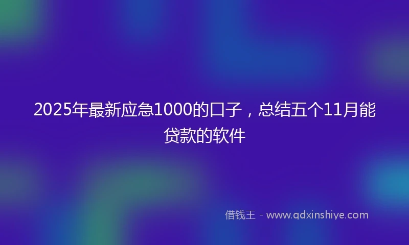 2025年最新应急1000的口子，总结五个11月能贷款的软件