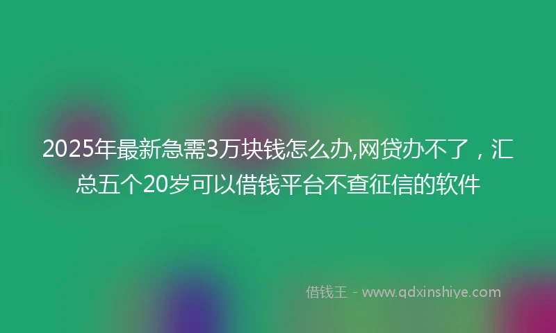 2025年最新急需3万块钱怎么办,网贷办不了，汇总五个20岁可以借钱平台不查征信的软件
