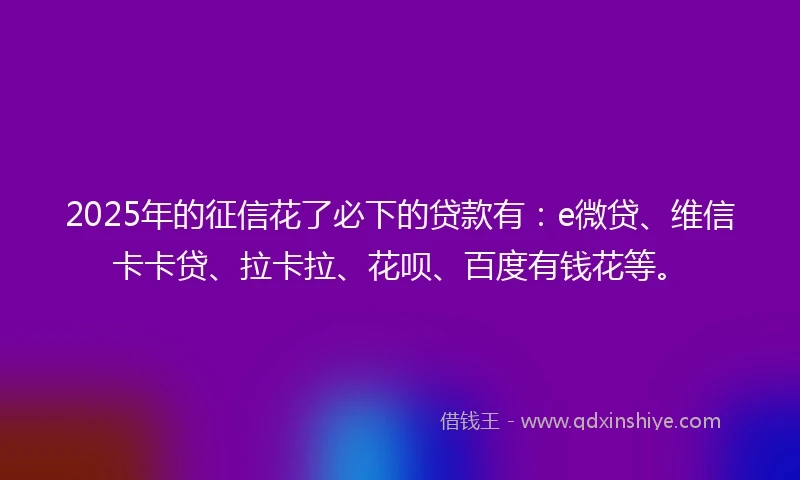 2025年的征信花了必下的贷款有：e微贷、维信卡卡贷、拉卡拉、花呗、百度有钱花等。