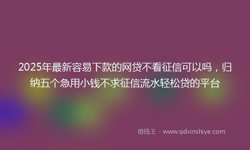 2025年最新容易下款的网贷不看征信可以吗，归纳五个急用小钱不求征信流水轻松贷的平台