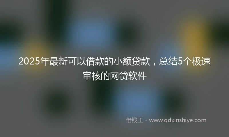 2025年最新可以借款的小额贷款，总结5个极速审核的网贷软件