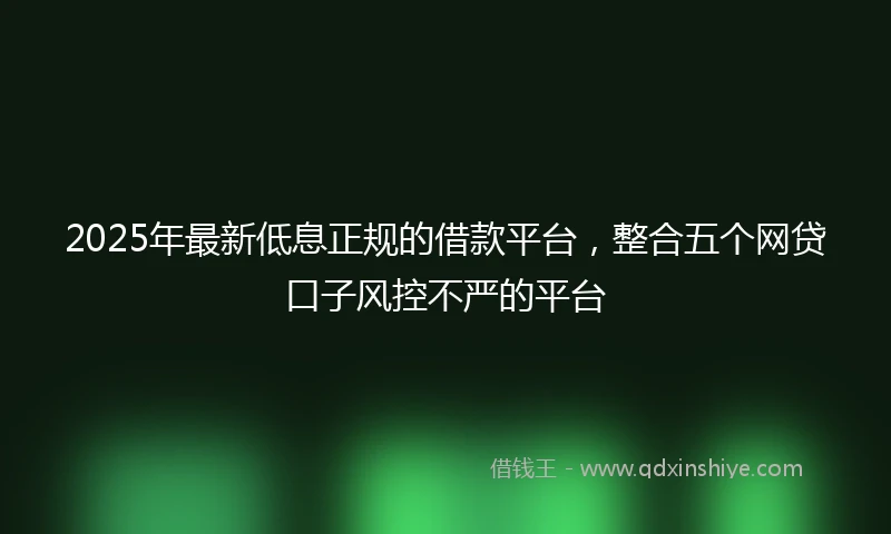 2025年最新低息正规的借款平台，整合五个网贷口子风控不严的平台