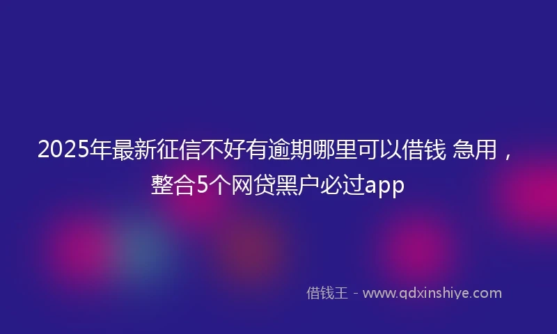 2025年最新征信不好有逾期哪里可以借钱 急用，整合5个网贷黑户必过app