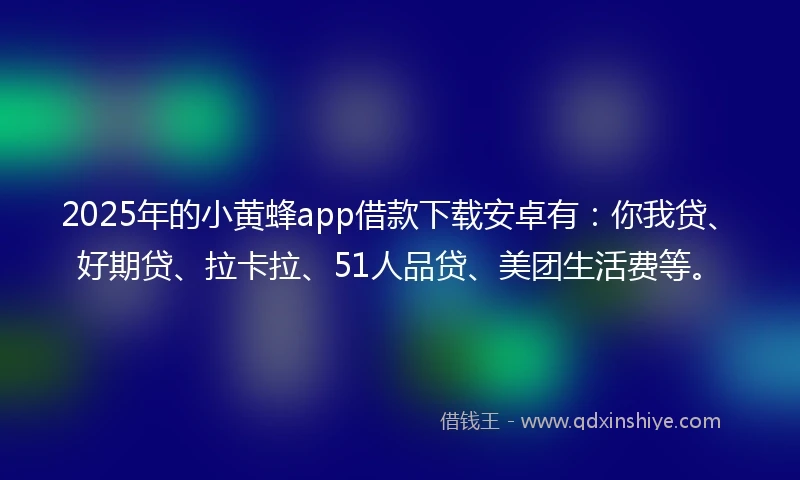 2025年的小黄蜂app借款下载安卓有：你我贷、好期贷、拉卡拉、51人品贷、美团生活费等。