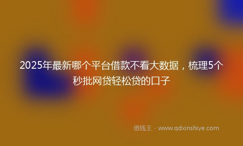 2025年最新哪个平台借款不看大数据，梳理5个秒批网贷轻松贷的口子