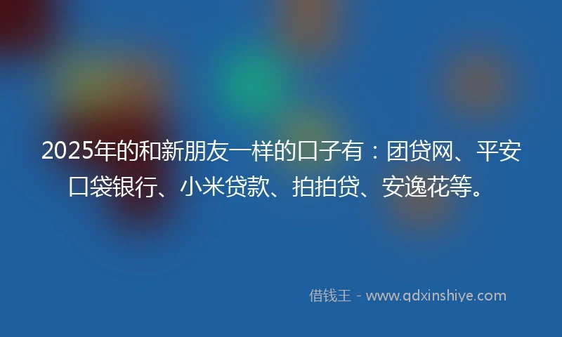 2025年的和新朋友一样的口子有：团贷网、平安口袋银行、小米贷款、拍拍贷、安逸花等。