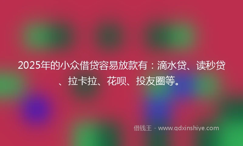 2025年的小众借贷容易放款有：滴水贷、读秒贷、拉卡拉、花呗、投友圈等。