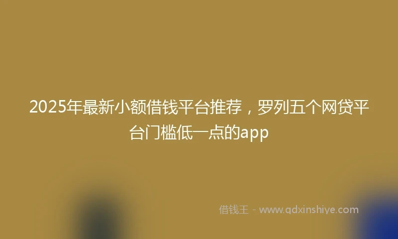 2025年最新小额借钱平台推荐，罗列五个网贷平台门槛低一点的app