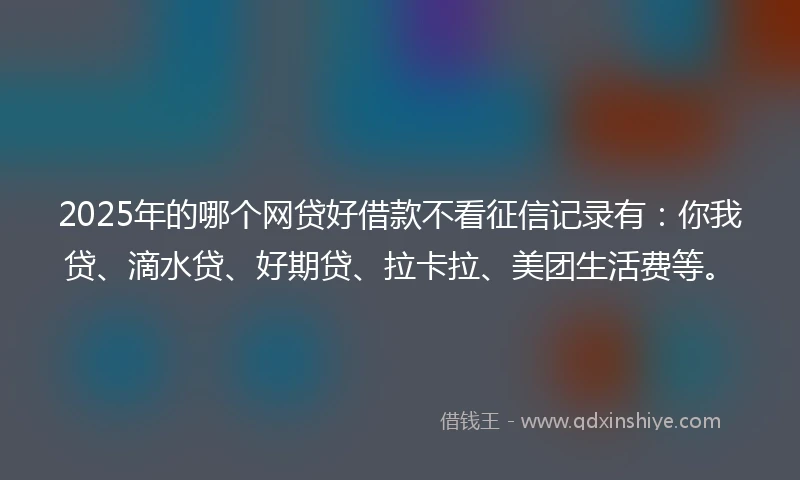 2025年的哪个网贷好借款不看征信记录有：你我贷、滴水贷、好期贷、拉卡拉、美团生活费等。