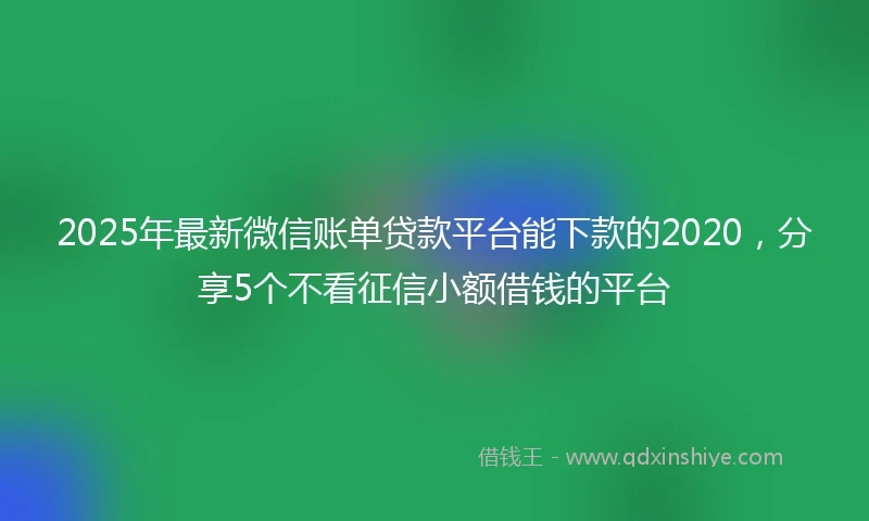 2025年最新微信账单贷款平台能下款的2020，分享5个不看征信小额借钱的平台