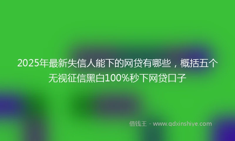 2025年最新失信人能下的网贷有哪些，概括五个无视征信黑白100%秒下网贷口子