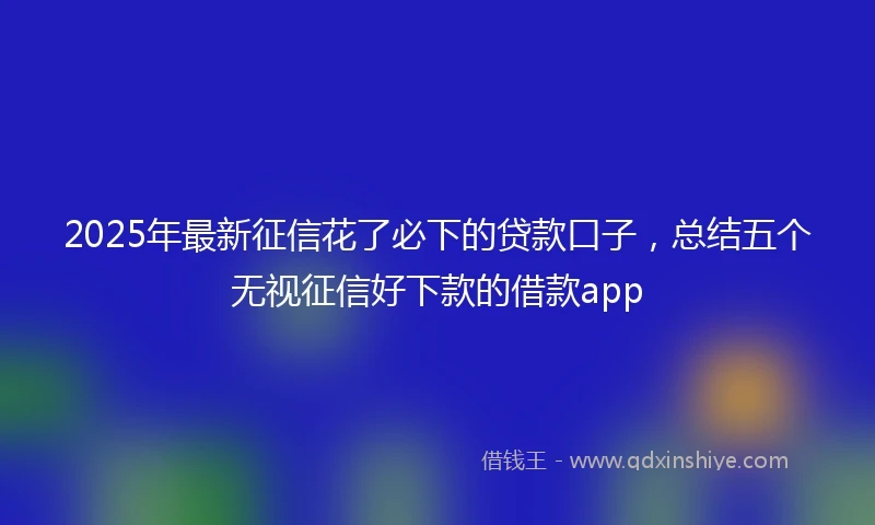 2025年最新征信花了必下的贷款口子，总结五个无视征信好下款的借款app