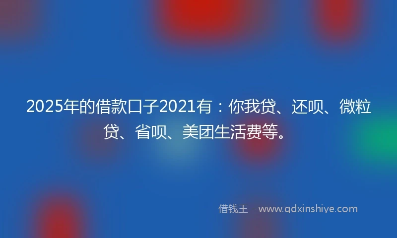 2025年的借款口子2021有：你我贷、还呗、微粒贷、省呗、美团生活费等。