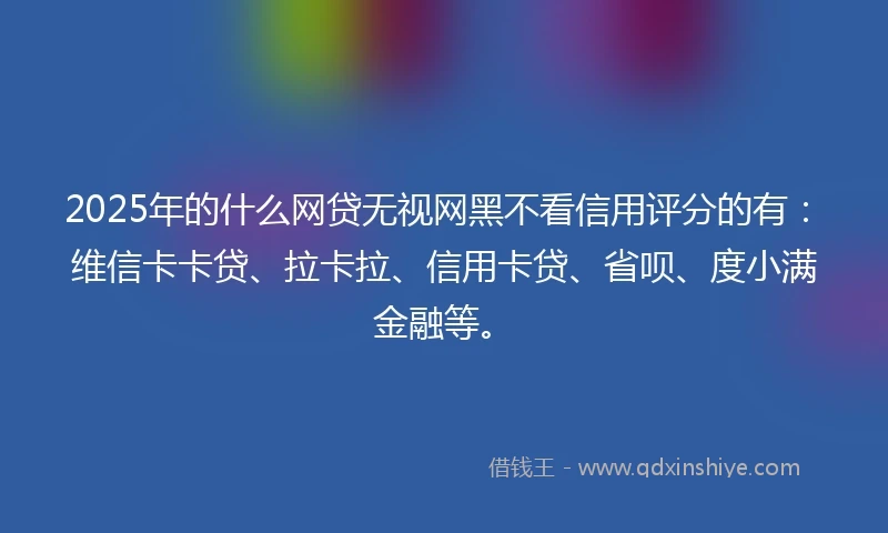 2025年的什么网贷无视网黑不看信用评分的有：维信卡卡贷、拉卡拉、信用卡贷、省呗、度小满金融等。