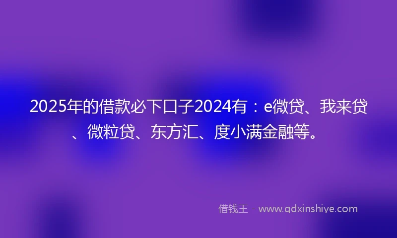 2025年的借款必下口子2024有：e微贷、我来贷、微粒贷、东方汇、度小满金融等。