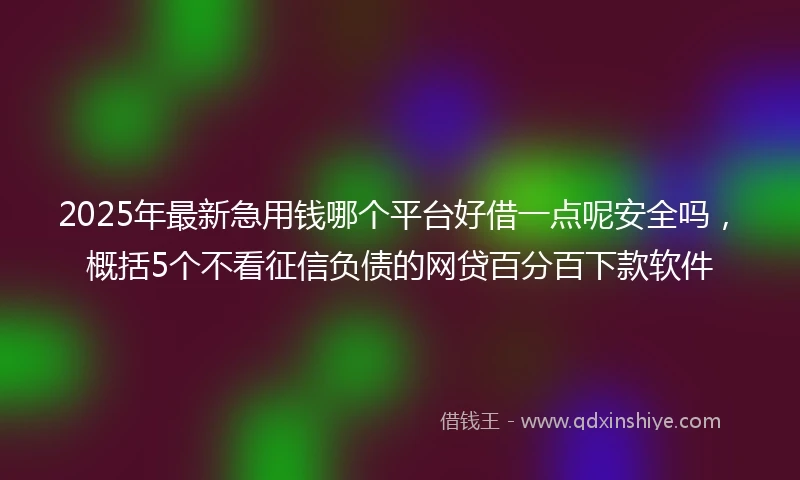 2025年最新急用钱哪个平台好借一点呢安全吗，概括5个不看征信负债的网贷百分百下款软件