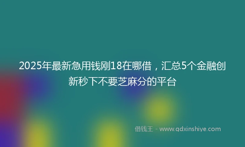 2025年最新急用钱刚18在哪借，汇总5个金融创新秒下不要芝麻分的平台