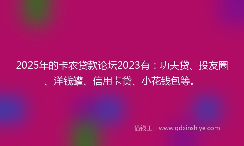 2025年的卡农贷款论坛2023有：功夫贷、投友圈、洋钱罐、信用卡贷、小花钱包等。