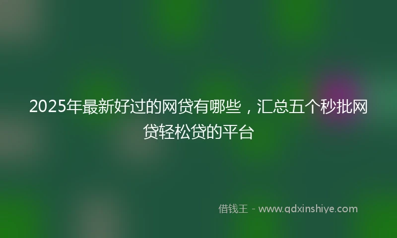 2025年最新好过的网贷有哪些，汇总五个秒批网贷轻松贷的平台
