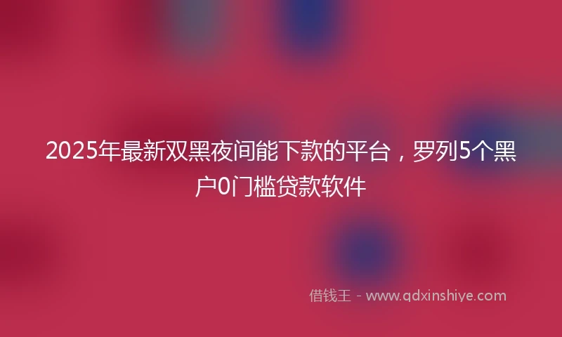 2025年最新双黑夜间能下款的平台，罗列5个黑户0门槛贷款软件