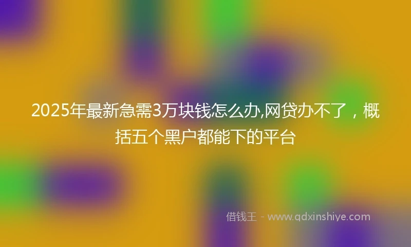 2025年最新急需3万块钱怎么办,网贷办不了，概括五个黑户都能下的平台