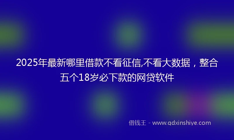 2025年最新哪里借款不看征信,不看大数据，整合五个18岁必下款的网贷软件