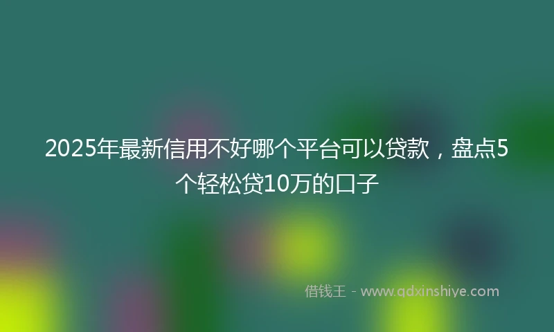 2025年最新信用不好哪个平台可以贷款，盘点5个轻松贷10万的口子