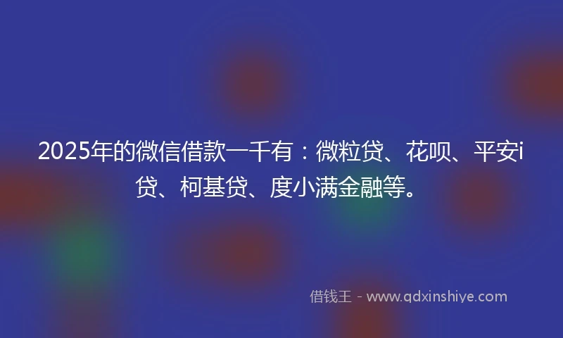 2025年的微信借款一千有：微粒贷、花呗、平安i贷、柯基贷、度小满金融等。