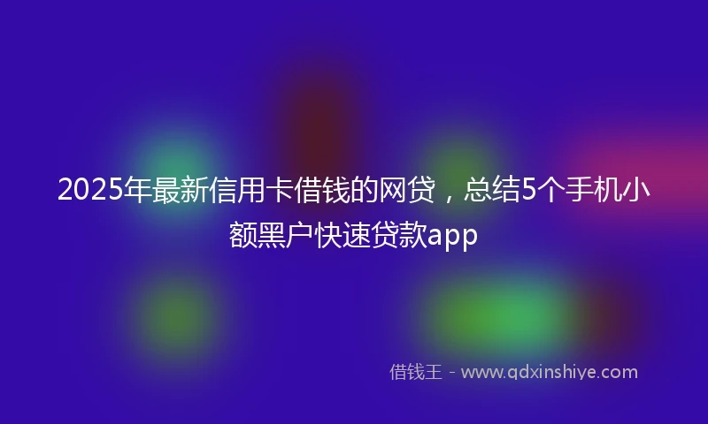 2025年最新信用卡借钱的网贷，总结5个手机小额黑户快速贷款app