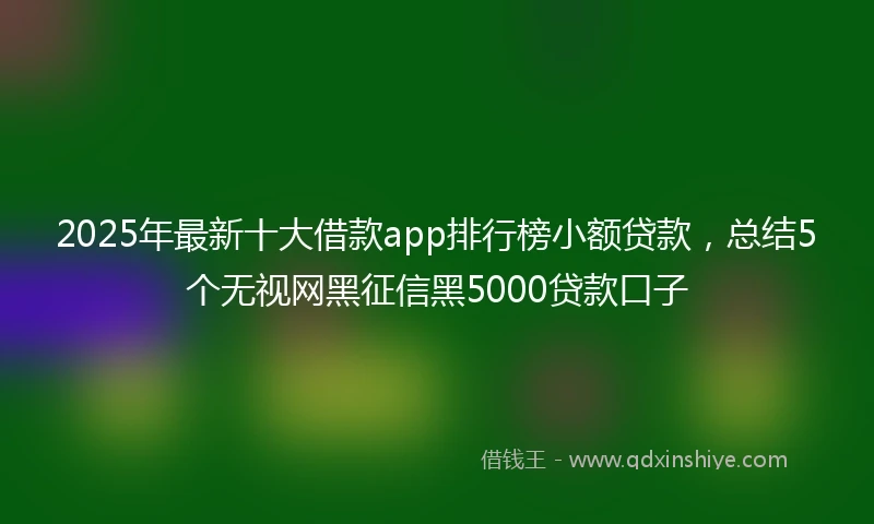 2025年最新十大借款app排行榜小额贷款，总结5个无视网黑征信黑5000贷款口子