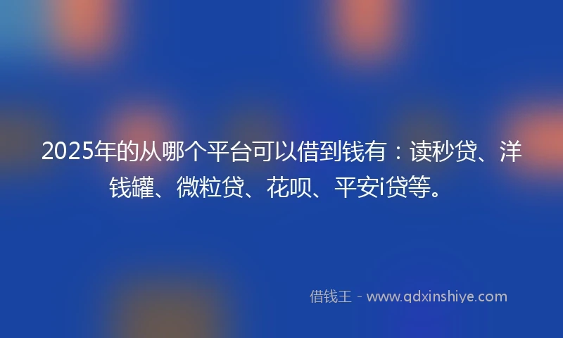 2025年的从哪个平台可以借到钱有：读秒贷、洋钱罐、微粒贷、花呗、平安i贷等。