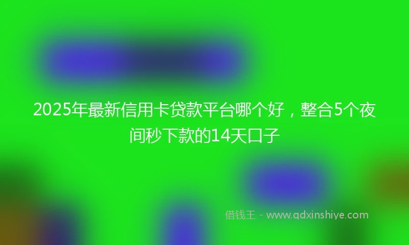 2025年最新信用卡贷款平台哪个好，整合5个夜间秒下款的14天口子