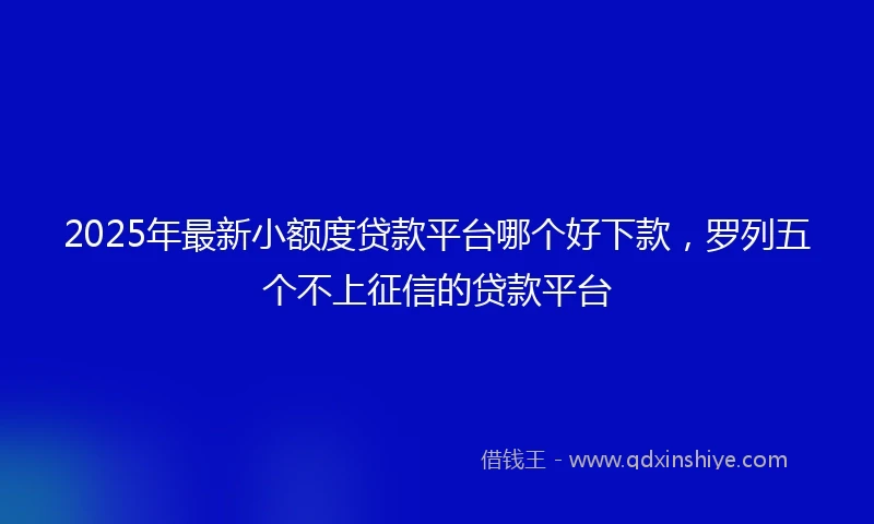 2025年最新小额度贷款平台哪个好下款，罗列五个不上征信的贷款平台
