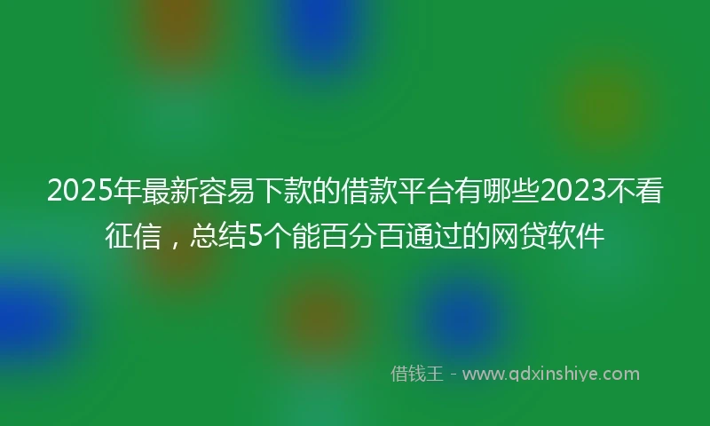 2025年最新容易下款的借款平台有哪些2023不看征信，总结5个能百分百通过的网贷软件