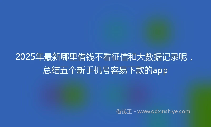 2025年最新哪里借钱不看征信和大数据记录呢，总结五个新手机号容易下款的app