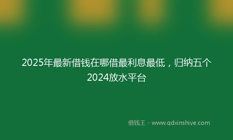 2025年最新借钱在哪借最利息最低，归纳五个2024放水平台