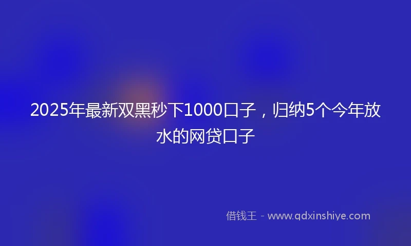 2025年最新双黑秒下1000口子，归纳5个今年放水的网贷口子
