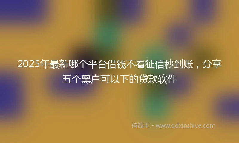2025年最新哪个平台借钱不看征信秒到账，分享五个黑户可以下的贷款软件