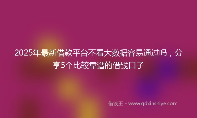 2025年最新借款平台不看大数据容易通过吗，分享5个比较靠谱的借钱口子