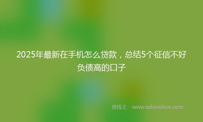 2025年最新在手机怎么贷款，总结5个征信不好负债高的口子