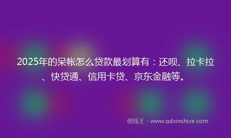 2025年的呆帐怎么贷款最划算有：还呗、拉卡拉、快贷通、信用卡贷、京东金融等。